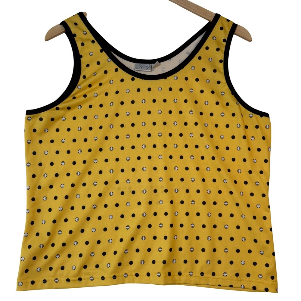 Tail Womens Size Large Yellow Polka Dot Baseball‎ Tank Top Sporty Sleeveless